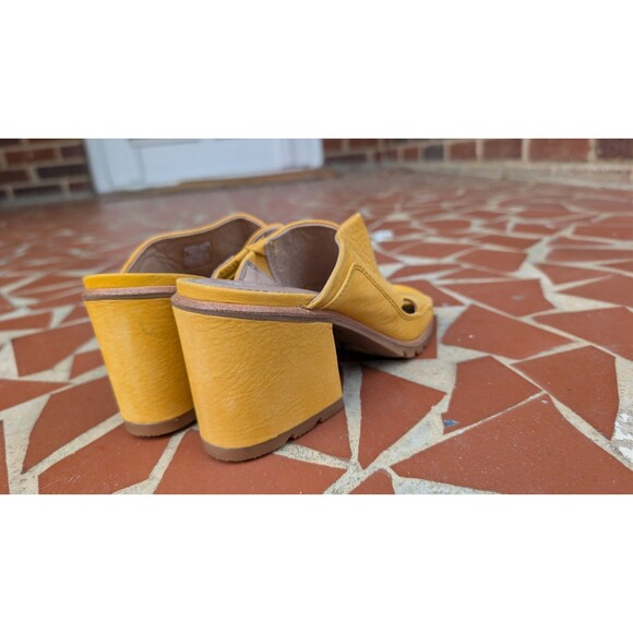 Sorel Nadia Mule Sandals-Yellow Nubuck Leather -Block Heel-Sz 6 - Picture 4 of 10